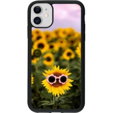 Coque iPhone 11 - Silicone rigide noir Sunflower with glasses 2026