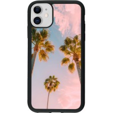 Coque iPhone 11 - Silicone rigide noir Summer 2025 Palmiers