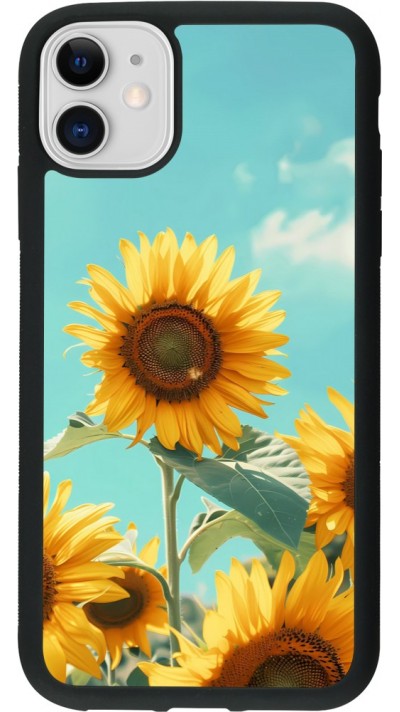 Coque iPhone 11 - Silicone rigide noir Sunflowers Summer 2026