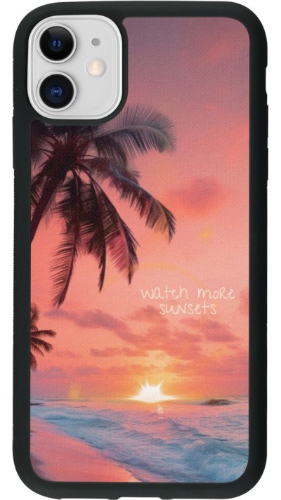 Coque iPhone 11 - Silicone rigide noir Watch more sunsets Summer 2026