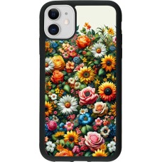 iPhone 11 Case Hülle - Silikon schwarz Sommer Blumenmuster