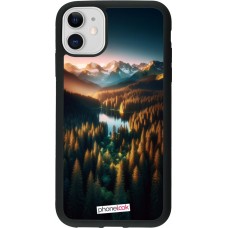 iPhone 11 Case Hülle - Silikon schwarz Sonnenuntergang Waldsee