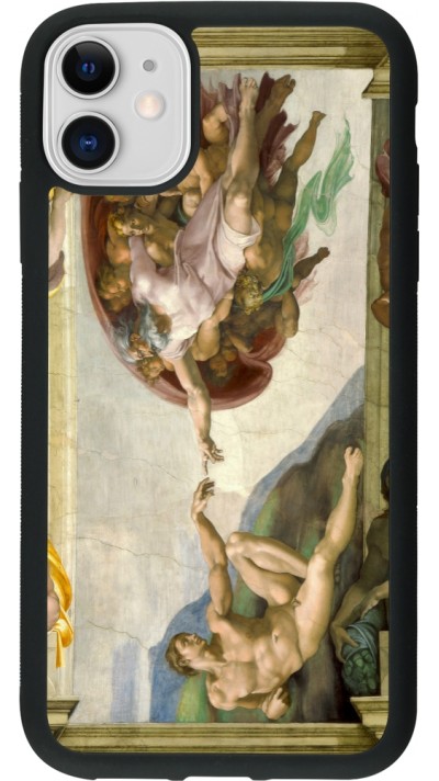 iPhone 11 Case Hülle - Silikon schwarz Kunstbild - Die Erschaffung Adams - Michelangelo