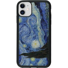 Coque iPhone 11 - Silicone rigide noir Tableau art - La Nuit étoilée - Van Gogh