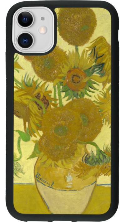 iPhone 11 Case Hülle - Silikon schwarz Kunstbild - Sonnenblumen  - Van Gogh