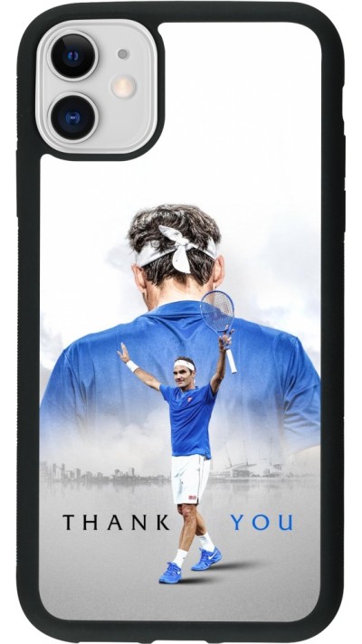 Coque iPhone 11 - Silicone rigide noir Thank you Roger