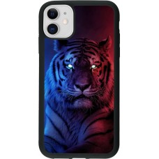 Coque iPhone 11 - Silicone rigide noir Tiger Blue Red
