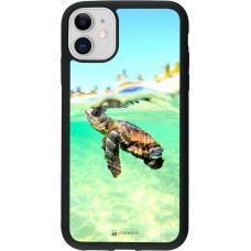 Coque iPhone 11 - Silicone rigide noir Turtle Underwater