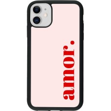 Coque iPhone 11 - Silicone rigide noir Valentine 2024 amor