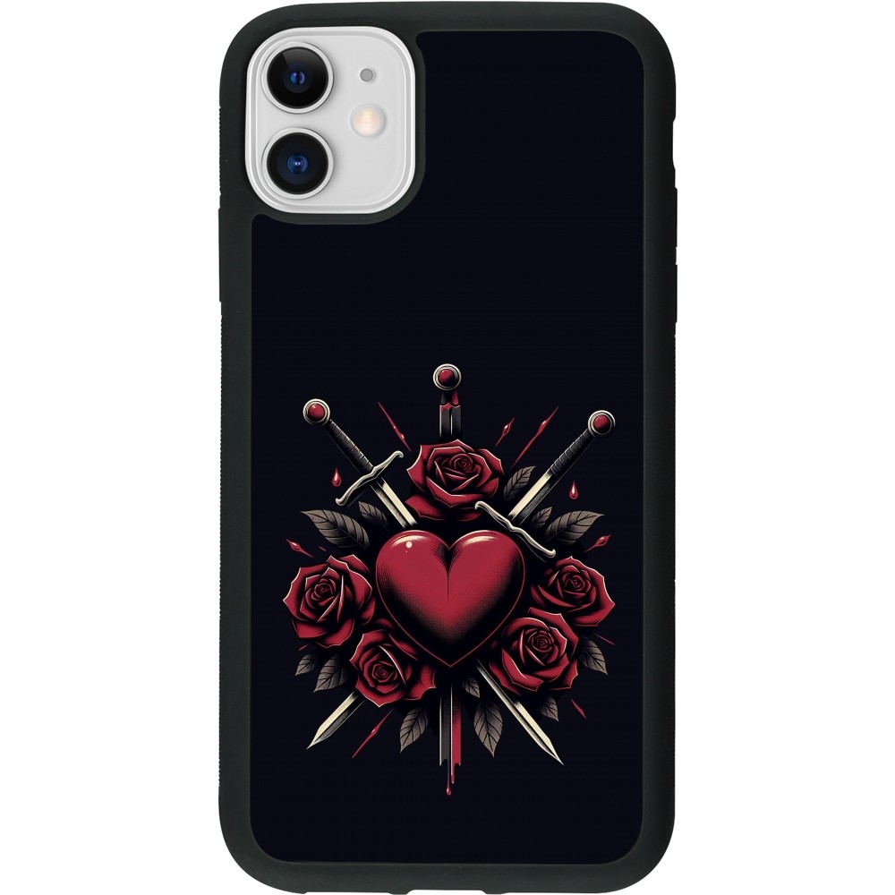 iPhone 11 Case Hülle - Silikon schwarz Valentine 2024 gothic love
