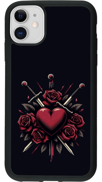 Coque iPhone 11 - Silicone rigide noir Valentine 2024 gothic love