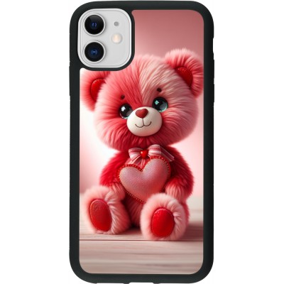 iPhone 11 Case Hülle - Silikon schwarz Valentin 2024 Rosaroter Teddybär