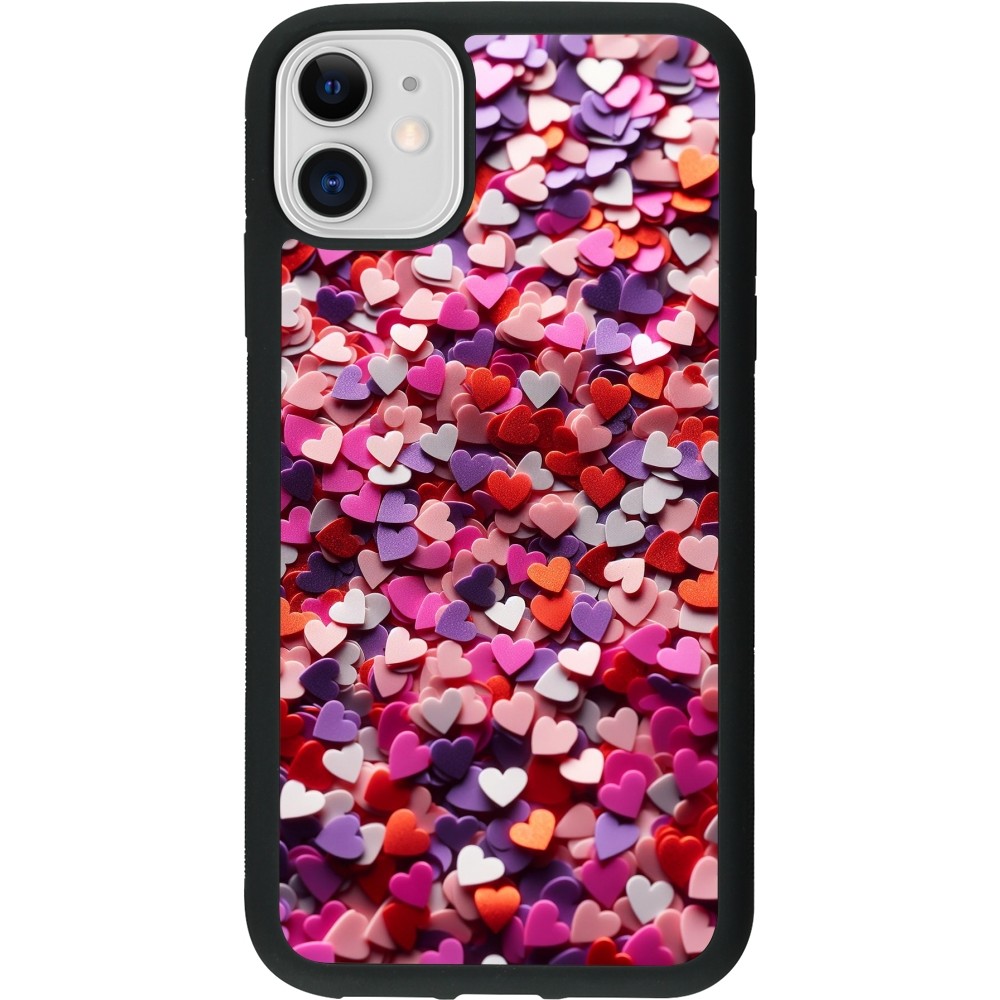 iPhone 11 Case Hülle - Silikon schwarz Valentin 2025 Konfetti