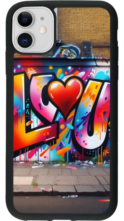 iPhone 11 Case Hülle - Silikon schwarz Valentin 2025 Liebe U Tag