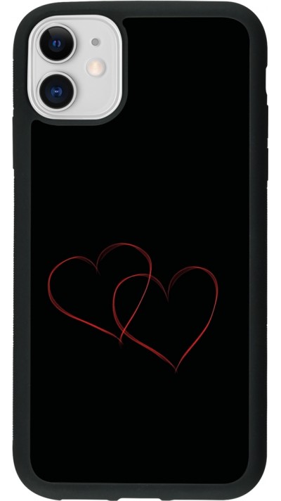 Coque iPhone 11 - Silicone rigide noir Valentine 2023 attached heart