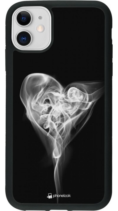 Coque iPhone 11 - Silicone rigide noir Valentine 2022 Black Smoke