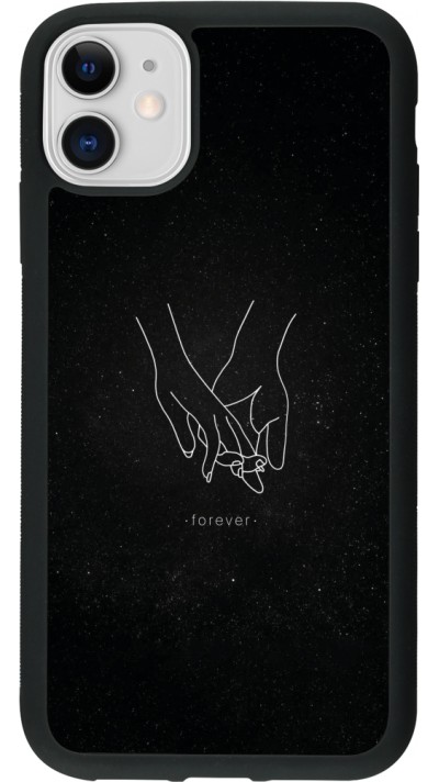 Coque iPhone 11 - Silicone rigide noir Valentine 2023 hands forever