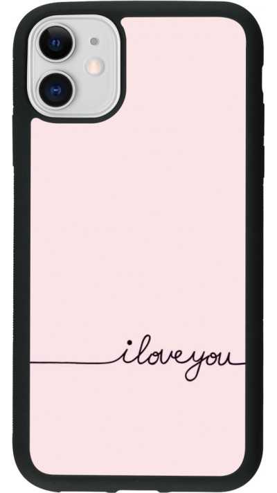 Coque iPhone 11 - Silicone rigide noir Valentine 2023 i love you writing
