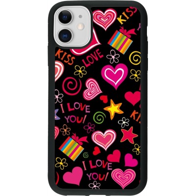 iPhone 11 Case Hülle - Silikon schwarz Valentine 2023 love symbols