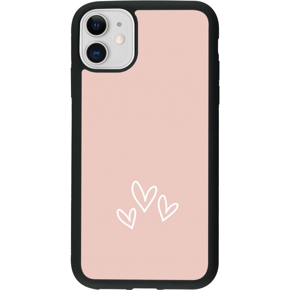 iPhone 11 Case Hülle - Silikon schwarz Valentine 2023 three minimalist hearts