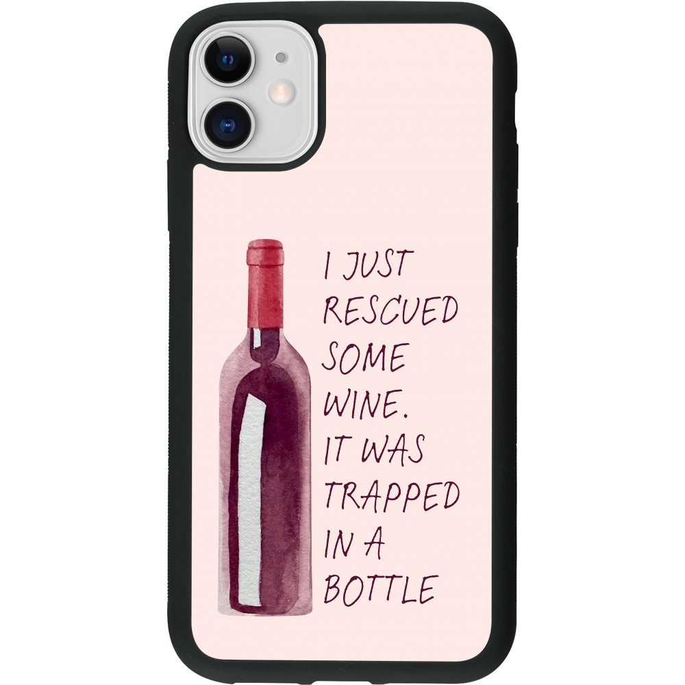 Coque iPhone 11 - Silicone rigide noir I just rescued some wine