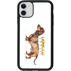Coque iPhone 11 - Silicone rigide noir Wine Teckel