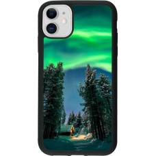 Coque iPhone 11 - Silicone rigide noir Winter 22 Northern Lights