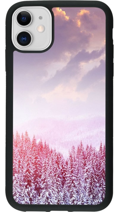 iPhone 11 Case Hülle - Silikon schwarz Winter 22 Pink Forest