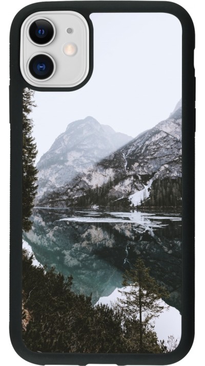 iPhone 11 Case Hülle - Silikon schwarz Winter 22 snowy mountain and lake