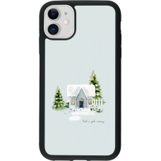 Coque iPhone 11 - Silicone rigide noir Winter 25 Cosy House