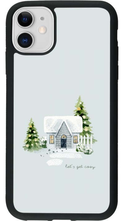 Coque iPhone 11 - Silicone rigide noir Winter 25 Cosy House