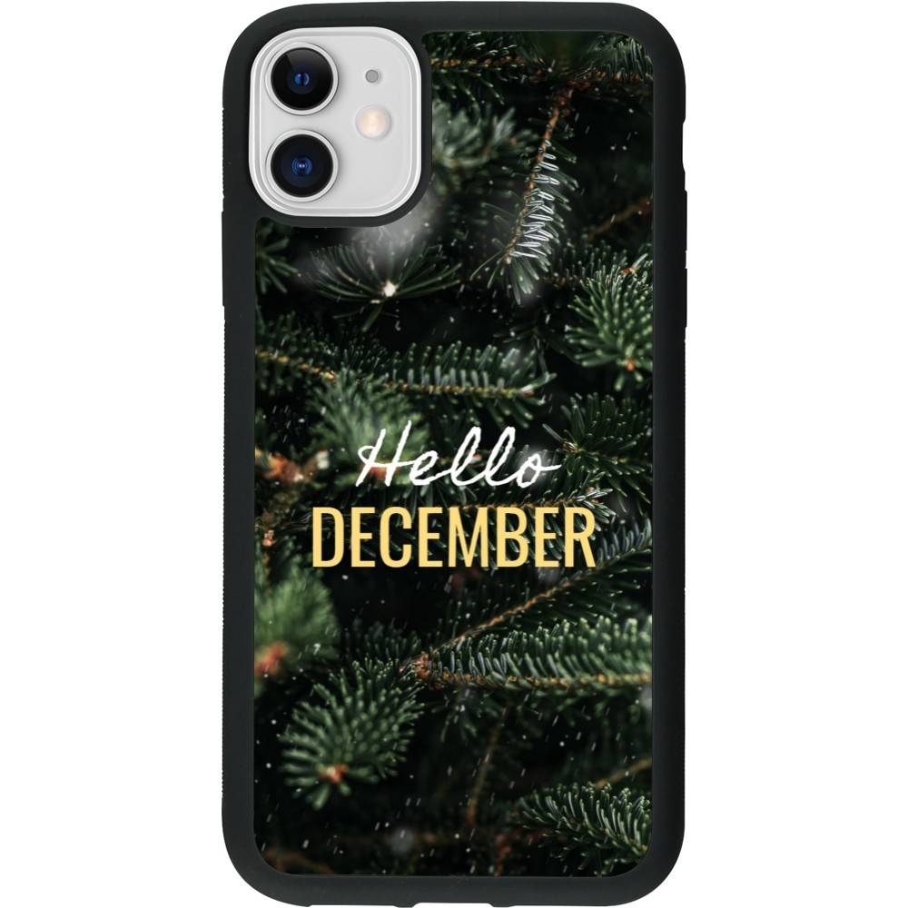 Coque iPhone 11 - Silicone rigide noir Winter 25 Winter hello december