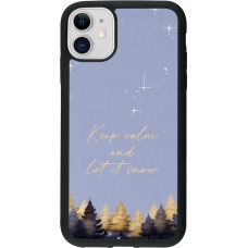 Coque iPhone 11 - Silicone rigide noir Winter 25 Winter illustration of trees