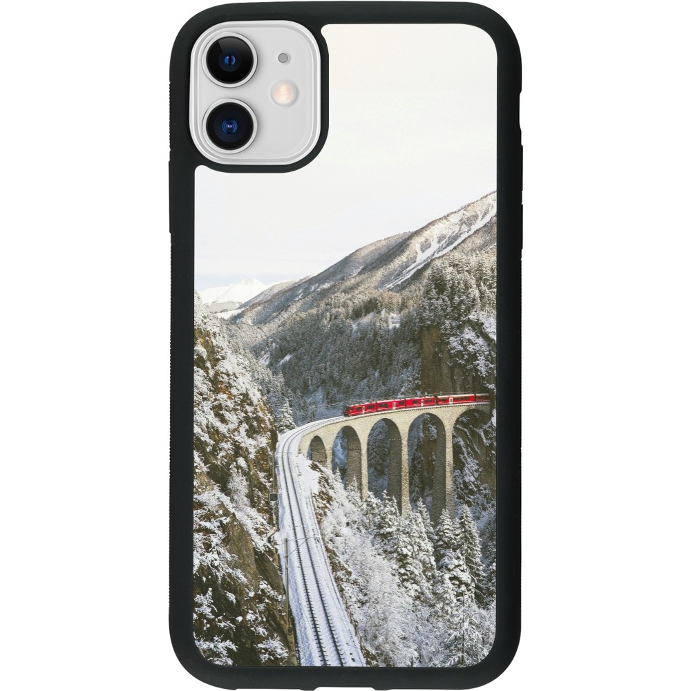 Coque iPhone 11 - Silicone rigide noir Winter 25 Winter polar express