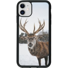 Coque iPhone 11 - Silicone rigide noir Winter 25 Winter reindeer