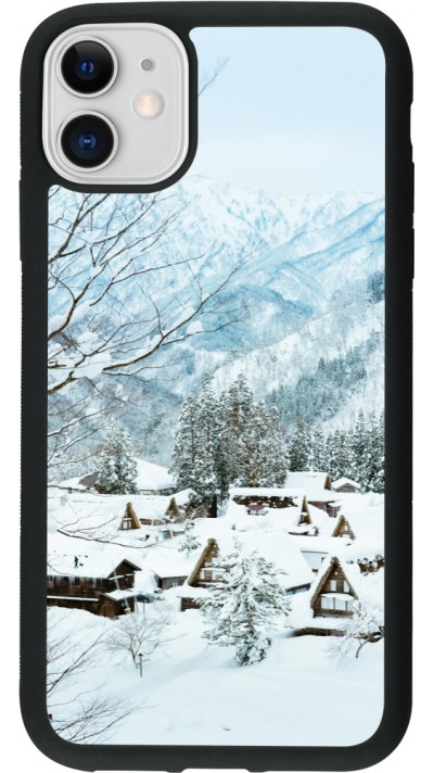 iPhone 11 Case Hülle - Silikon schwarz Winter 25 Winter snowy landscape