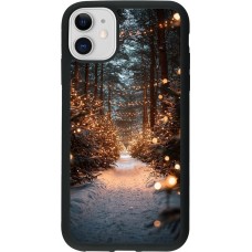 Coque iPhone 11 - Silicone rigide noir Winter 25 Winter snowy road