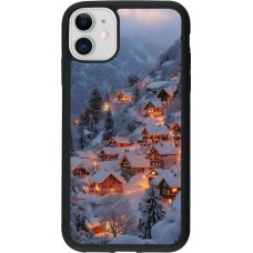 Coque iPhone 11 - Silicone rigide noir Winter 25 Winter snowy village