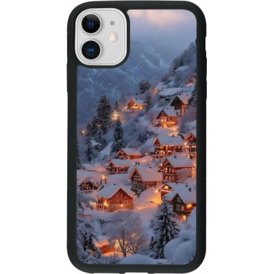 iPhone 11 Case Hülle - Silikon schwarz Winter 25 Winter snowy village