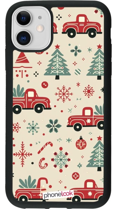 iPhone 11 Case Hülle - Silikon schwarz Weihnachten 2024 Lkw Tanne