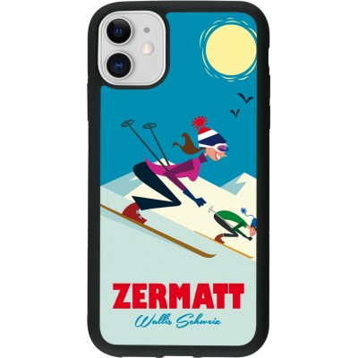 iPhone 11 Case Hülle - Silikon schwarz Zermatt Ski Downhill