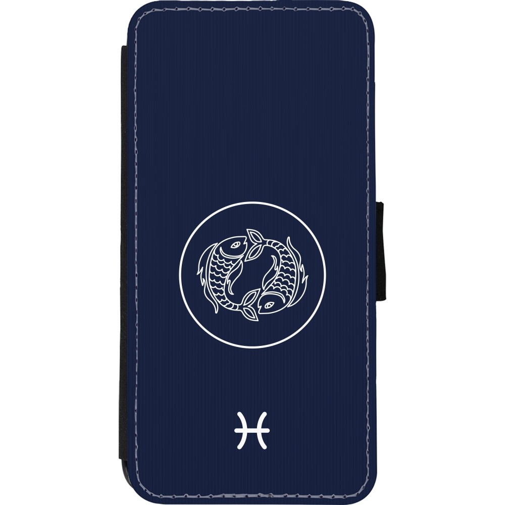 Coque iPhone 11 - Wallet noir Astrologie Poissons