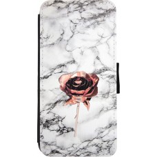 Coque iPhone 11 - Wallet noir Marble Rose Gold
