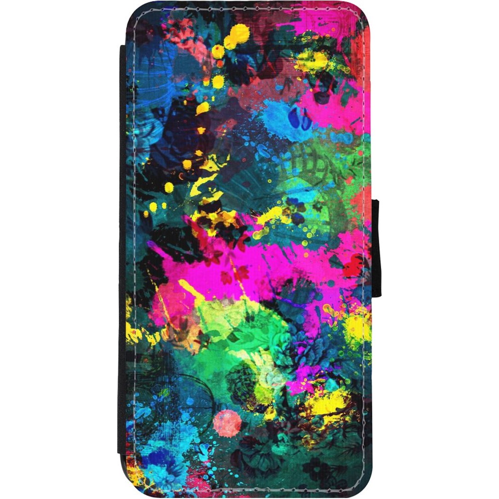 Coque iPhone 11 - Wallet noir splash paint