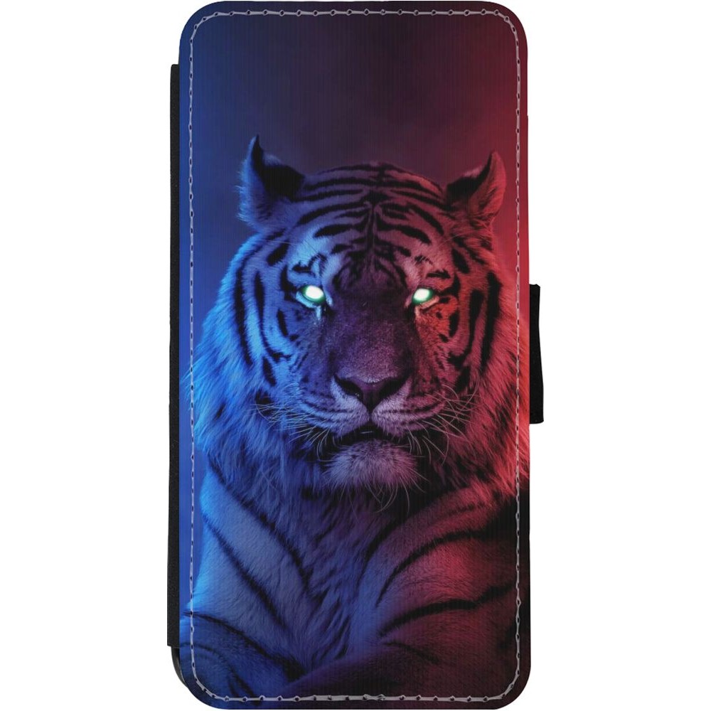 Hülle iPhone 11 - Wallet schwarz Tiger Blue Red