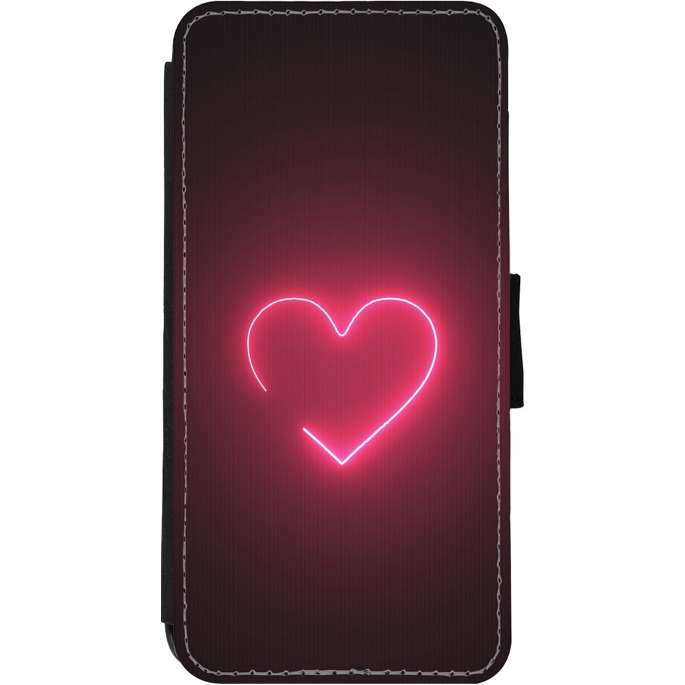 iPhone 11 Case Hülle - Wallet schwarz Valentine 2023 single neon heart