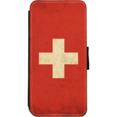 Coque iPhone 11 - Wallet noir Vintage Flag SWISS
