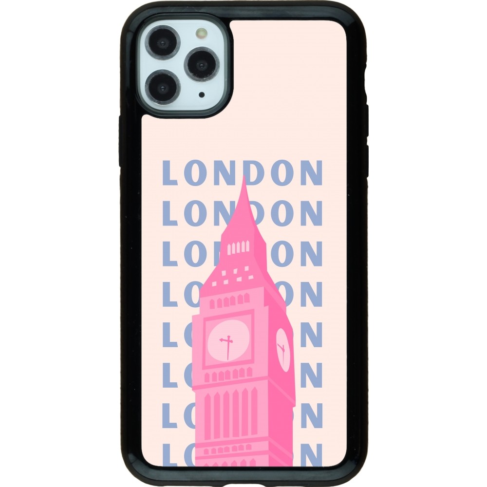 iPhone 11 Pro Max Case Hülle - Hybrid Armor schwarz London Pink Print