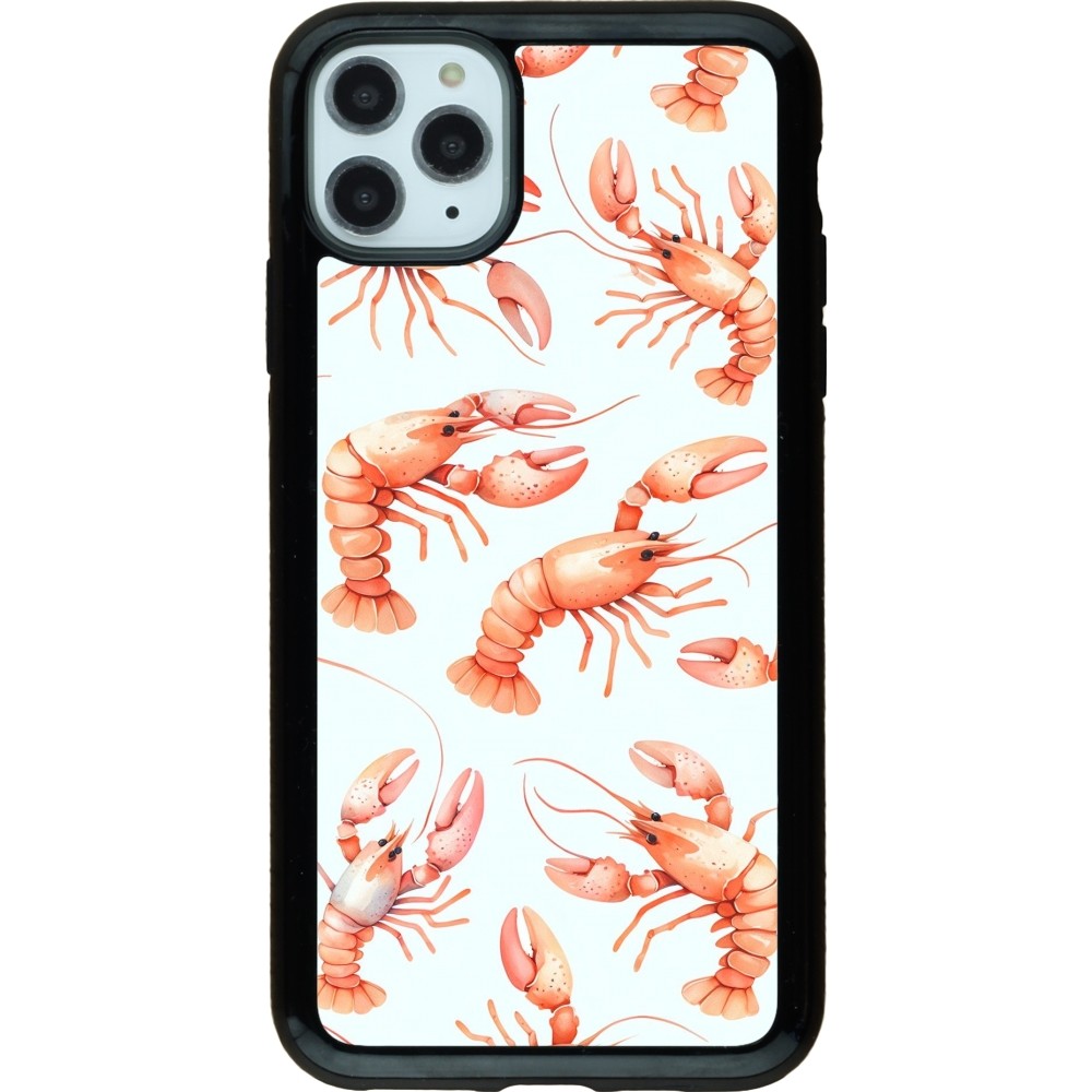 iPhone 11 Pro Max Case Hülle - Hybrid Armor schwarz Muster von pastellfarbenen Hummern