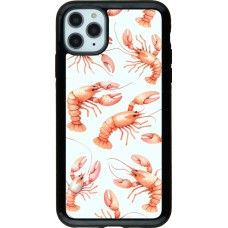 iPhone 11 Pro Max Case Hülle - Hybrid Armor schwarz Muster von pastellfarbenen Hummern